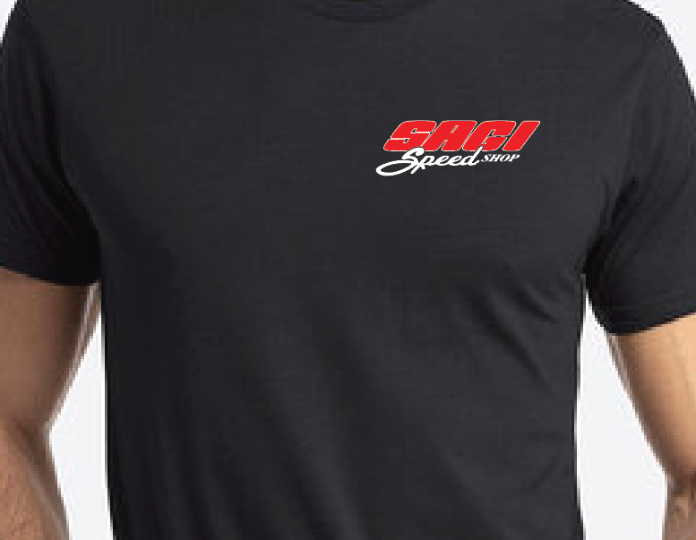 Sagi Speed Shop tee front with logo on chest